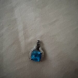 Sparkling Silver and Blue Brooch